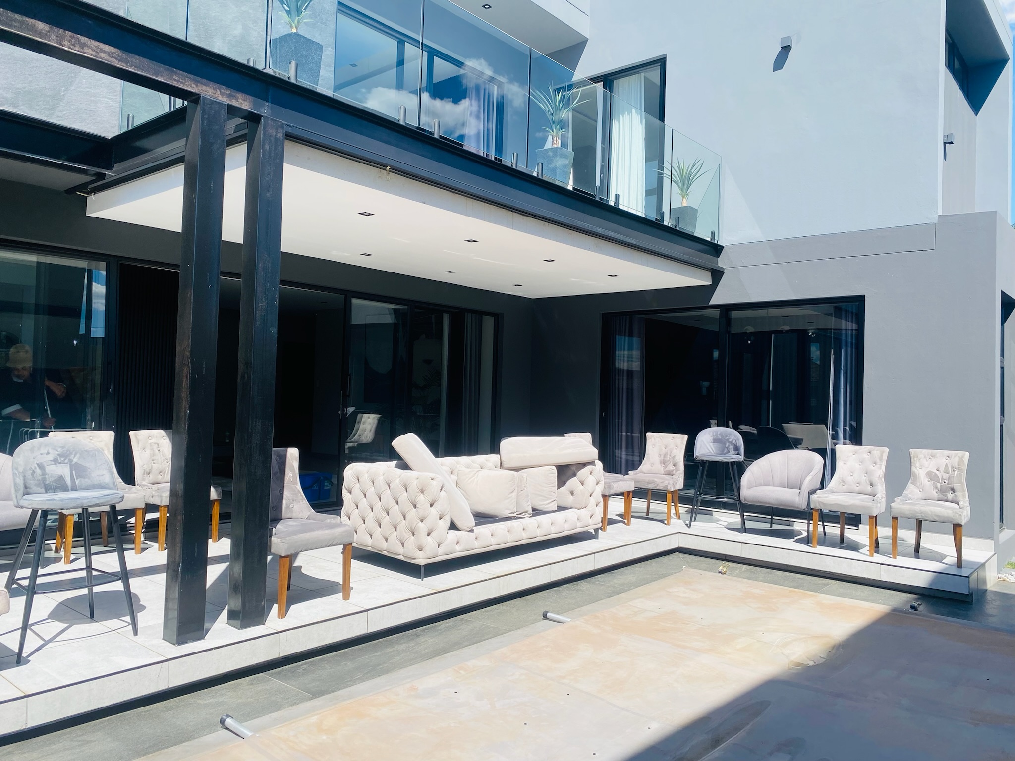 Premium upholstery being prepped for cleaning at a modern Johannesburg home